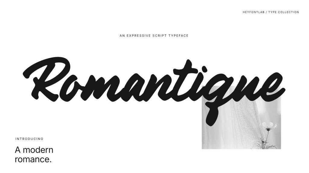 HEY ROMANTIQUE - DISPLAY SCRIPT FONT — Display, Handwritten, Script specimen
